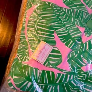 TWO Extra Large Lilly Pulitzer Floor Pillows Pink& Green